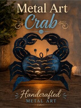 Metal Art Crab Tealight Candle Holder | Coastal Beach Decor